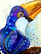 Load image into Gallery viewer, Guinness time? Let&#39;s ask the toucan - Alcohol Ink Painting on Yupo Paper
