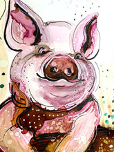 Load image into Gallery viewer, Smug pig - Alcohol Ink Painting on Yupo Paper
