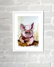 Load image into Gallery viewer, Smug pig - Alcohol Ink Painting on Yupo Paper
