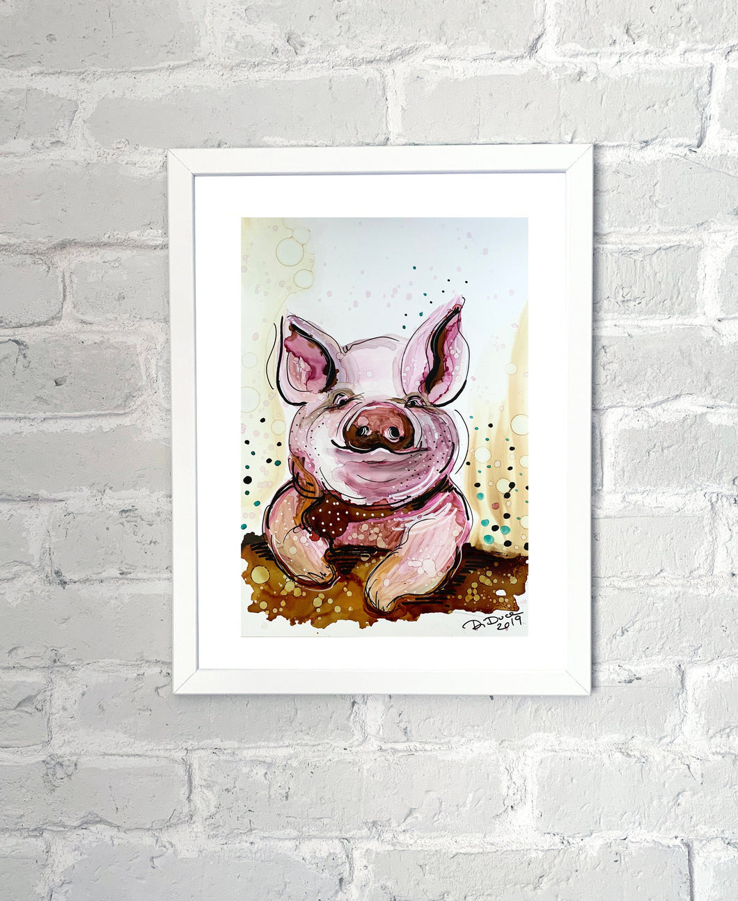 Smug pig - Alcohol Ink Painting on Yupo Paper