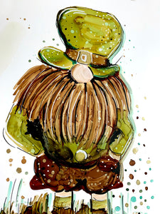 Irish Leprechaun - Alcohol Ink Painting on Yupo Paper