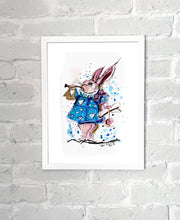 Load image into Gallery viewer, White Rabbit - Alice in Wonderland - Alcohol Ink Painting on Yupo Paper
