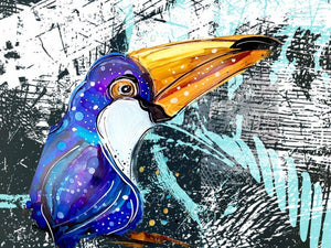 Guinness time? Let's ask the toucan - Print of original Alcohol Ink Painting