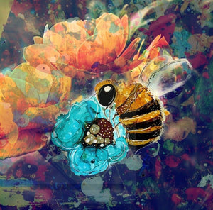 Working bee - Print of original Alcohol Ink Painting