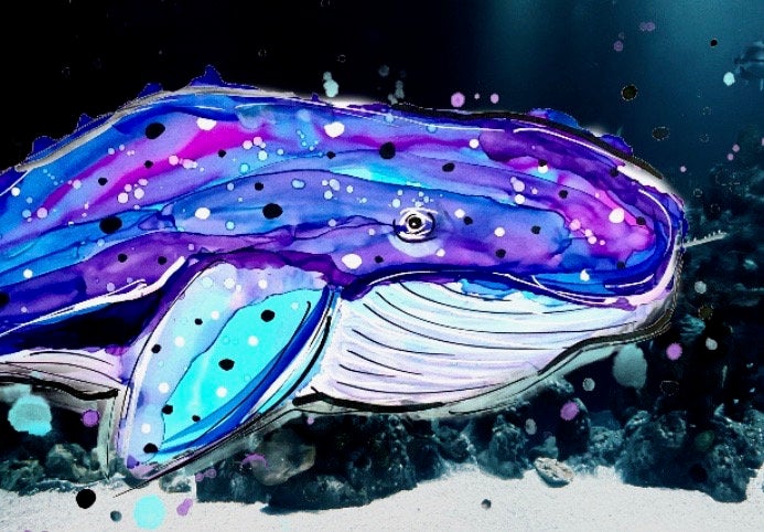 Magical Whale - Print of original Alcohol Ink Painting