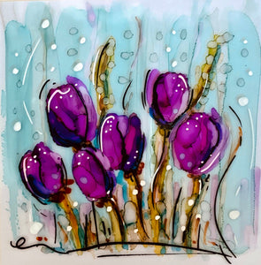 Magical Tulips - glass paint art