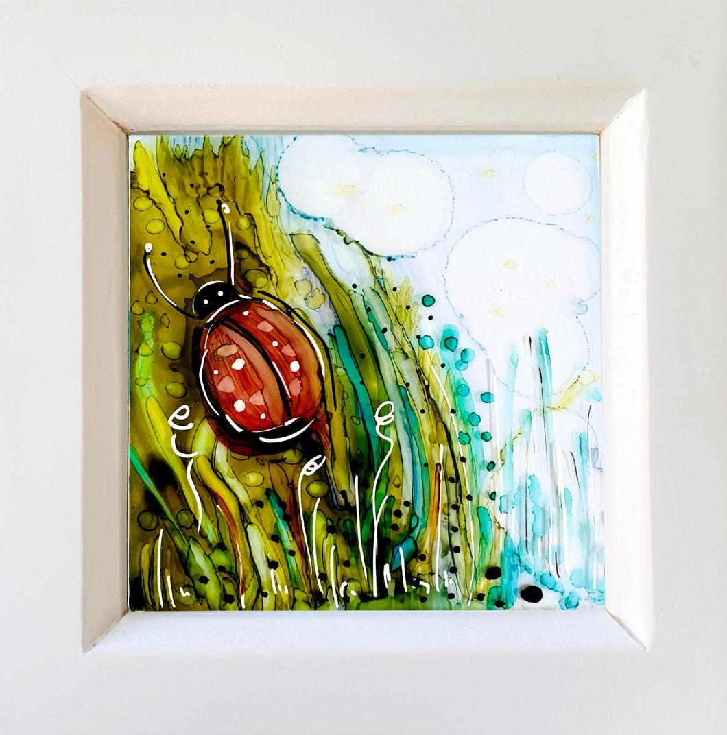 Lucky ladybug - glass paint art